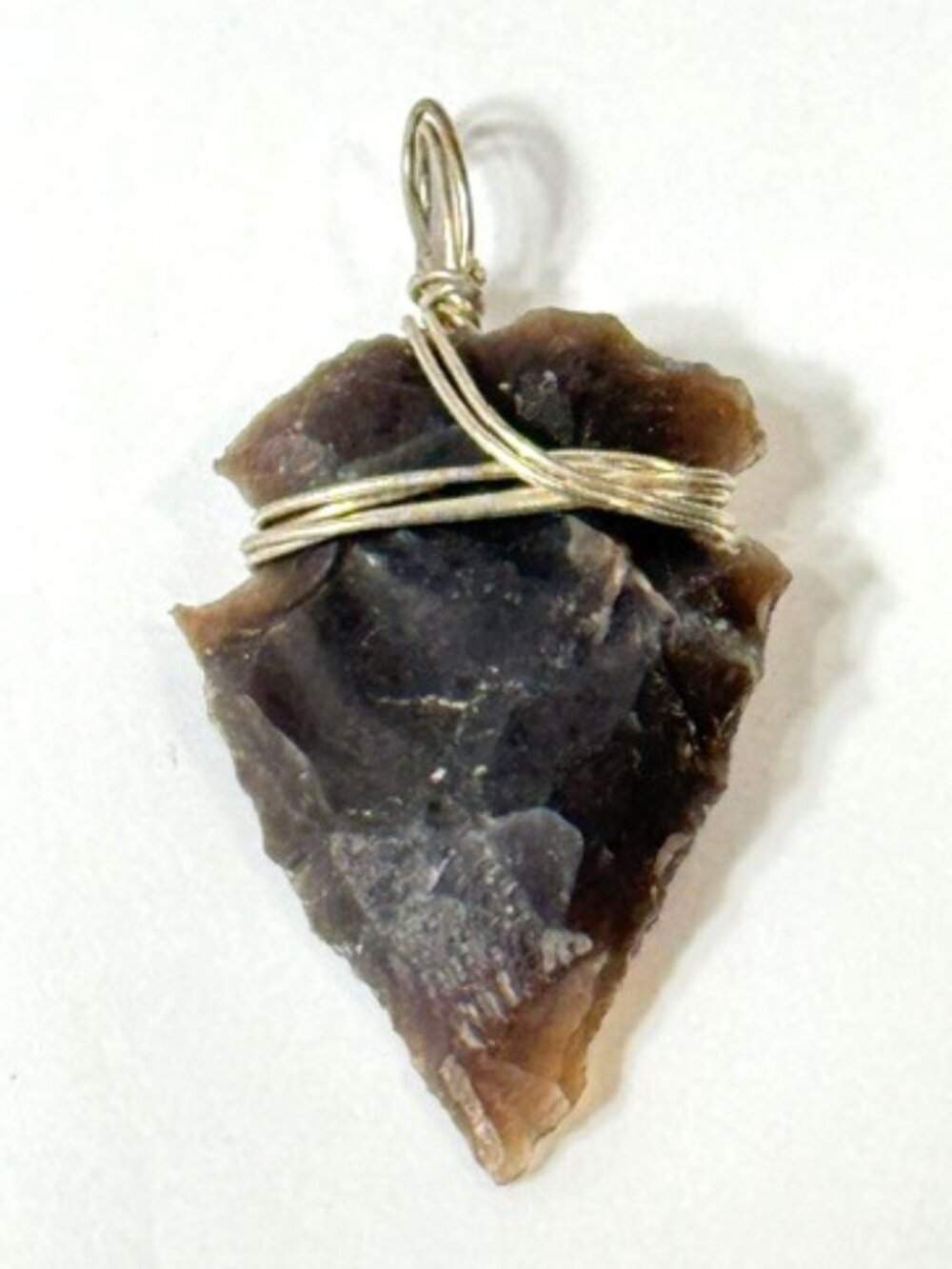 Vintage silver wire wrapped genuine arrowhead pendant